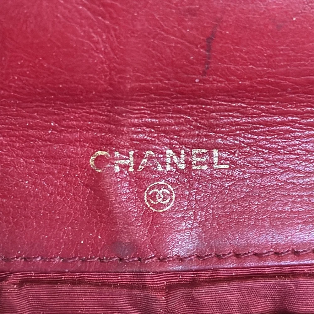Chanel Red Caviar Leather Wallet Clutch Vintage - Picture 11 of 11